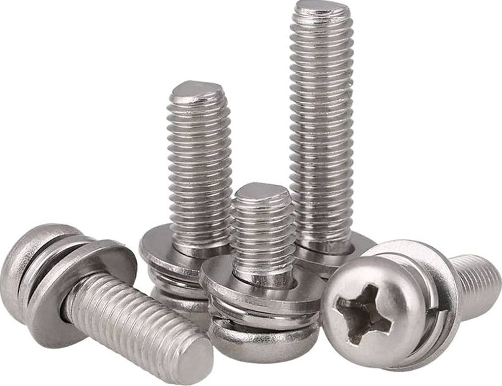 Pan Combination Bolts | Pan Head Phillips Slotted Machine Screws with Integrated Washer for Industrial Electronics Machinery Automotive Applications | Zinc Plated Self-Locking GB9074 Standard